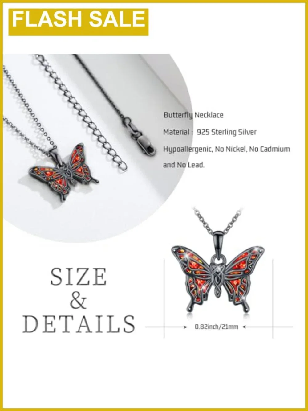 925 Sterling Silver Butterfly Pendant Necklace 18+2in Women Jewelry Gift